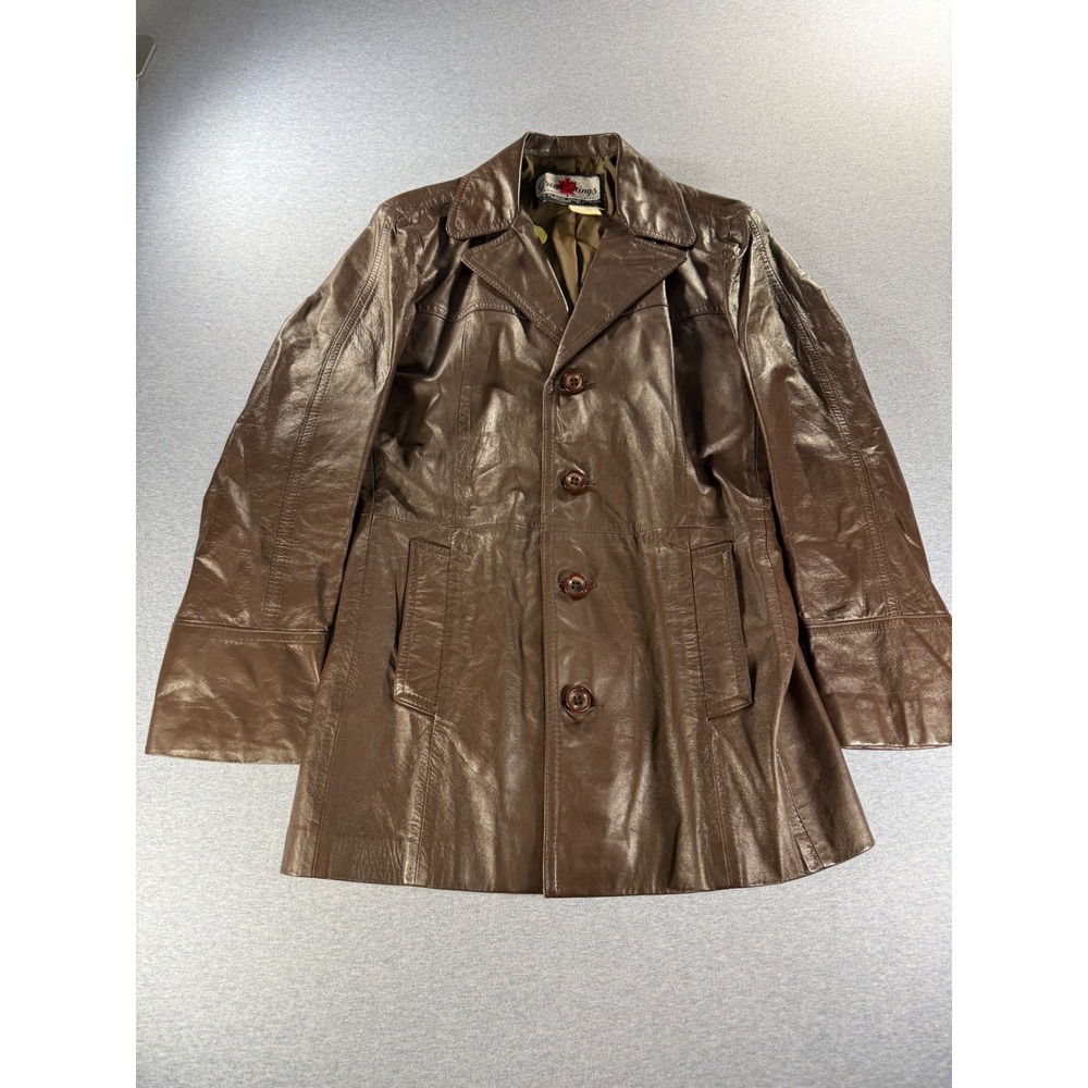 Great Things From Canada Vintage Leather Blazer Jacket Chocolate Brown 70s 80s